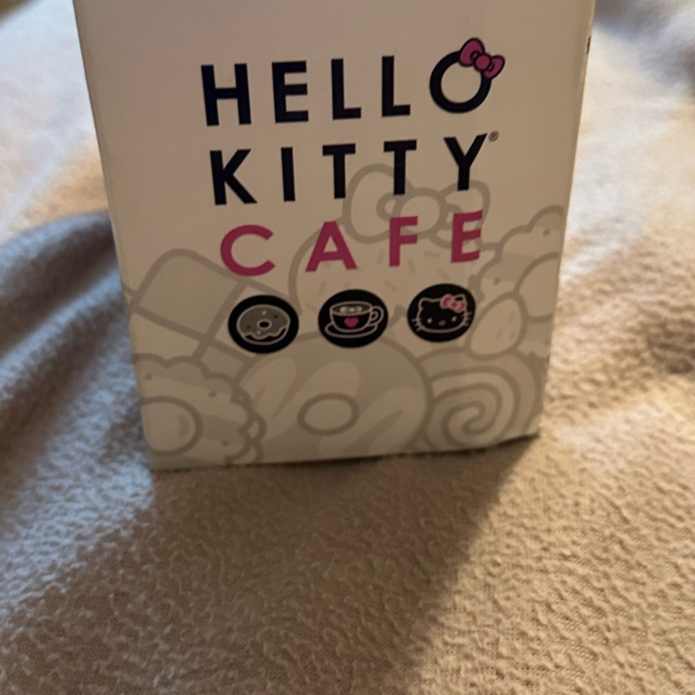 New official Hello Kitty Cafe Mug with Pink Handle and Gray Design - Picture 14 of 16